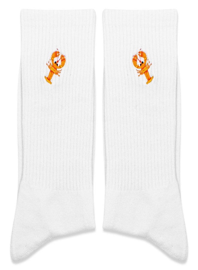 ZYQFN Lobster Embroidered Socks for Lobster Lovers, Beach Ocean Themed Gifts for Men Women, Ideal Christmas Birthday Gifts.(146) - Image 1